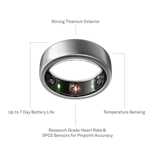 OURA SILVER RING GEN3 HORIZON HEART RATE- FITNESS TRACKER- 5-7 DAY BATTERY LIFE