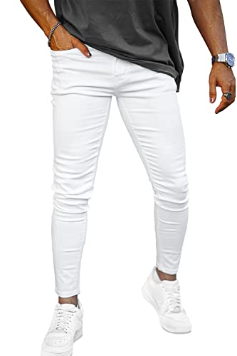 GINGTTO Men's Skinny Stretch Jeans Slim Fit (32, Black)