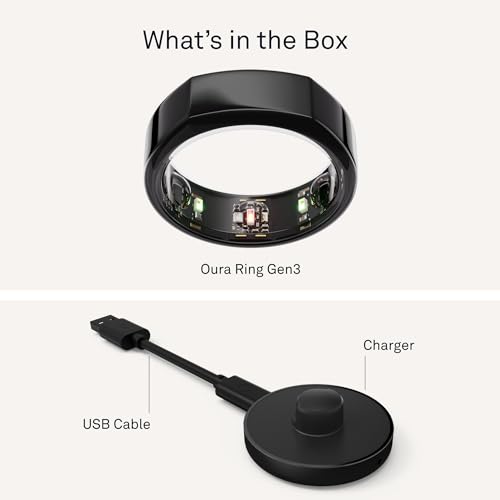 OURA SILVER RING GEN3 HORIZON HEART RATE- FITNESS TRACKER- 5-7 DAY BATTERY LIFE