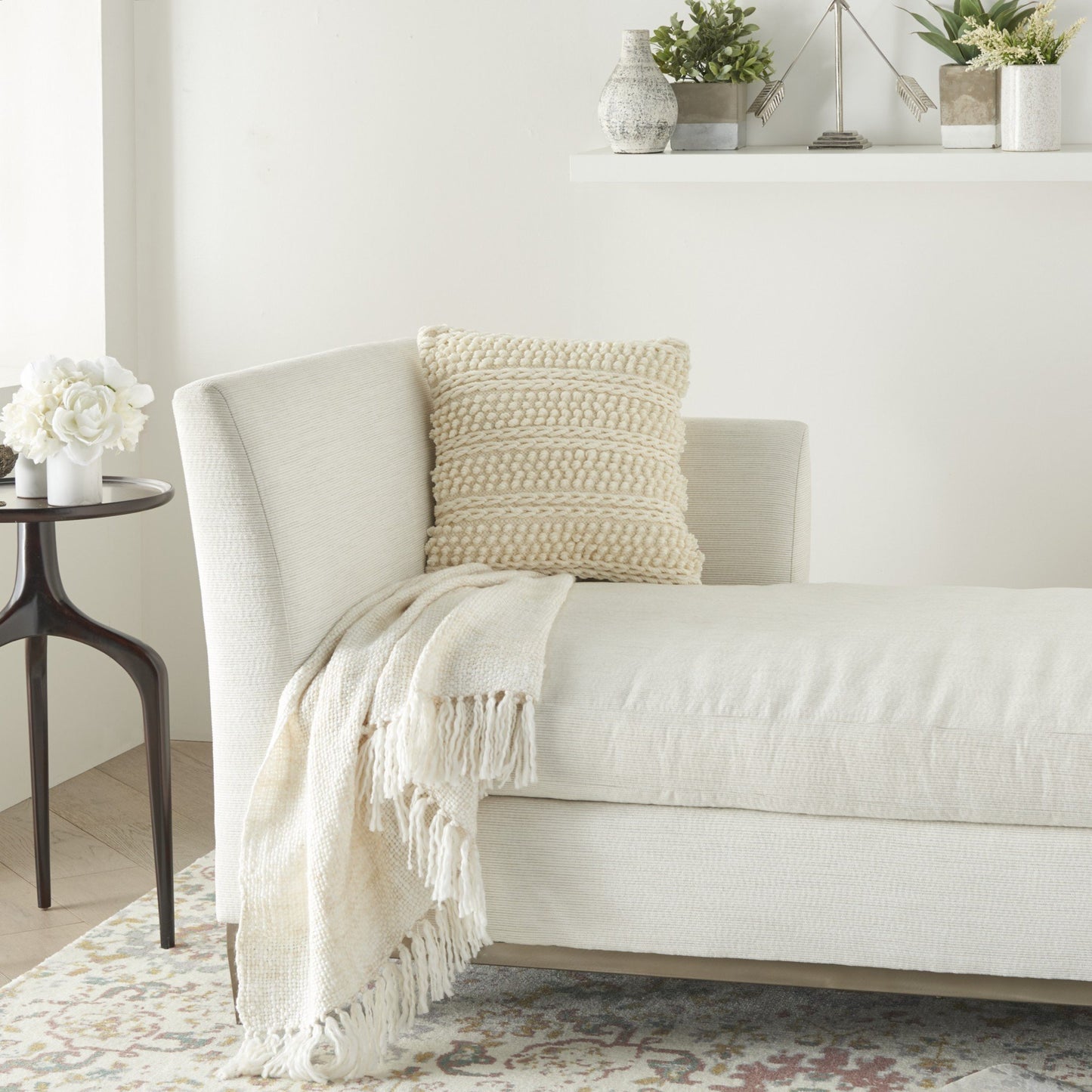 Ivory Textured Dots Throw Pillow
