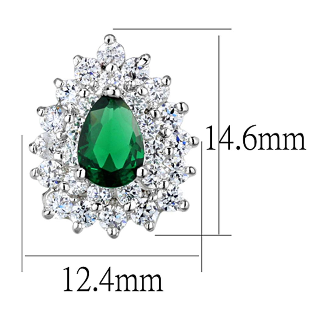 Emerald Rhodium Brass Earrings