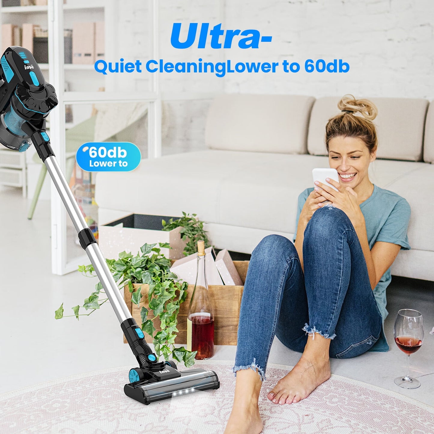 INSE Cordless Vacuum Cleaners, 6-in-1 Stick Vacuum for Floor Pet Hair Home, V770