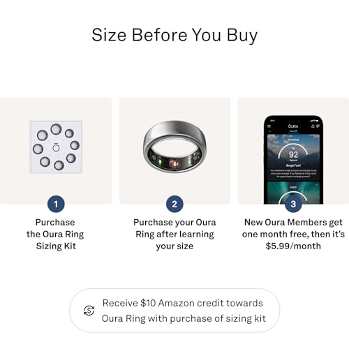 OURA SILVER RING GEN3 HORIZON HEART RATE- FITNESS TRACKER- 5-7 DAY BATTERY LIFE