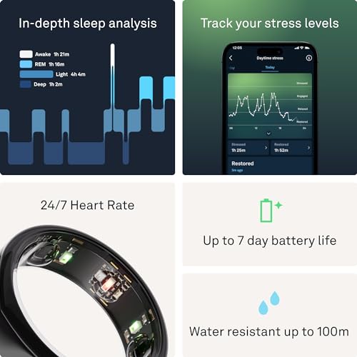 OURA SILVER RING GEN3 HORIZON HEART RATE- FITNESS TRACKER- 5-7 DAY BATTERY LIFE