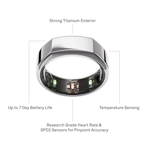 OURA SILVER RING GEN3 HORIZON HEART RATE- FITNESS TRACKER- 5-7 DAY BATTERY LIFE