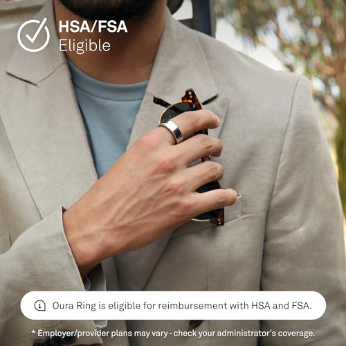 OURA SILVER RING GEN3 HORIZON HEART RATE- FITNESS TRACKER- 5-7 DAY BATTERY LIFE