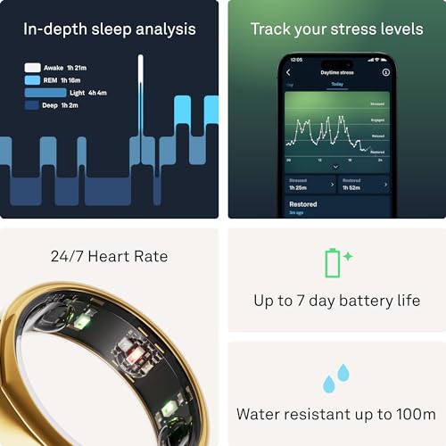 OURA SILVER RING GEN3 HORIZON HEART RATE- FITNESS TRACKER- 5-7 DAY BATTERY LIFE