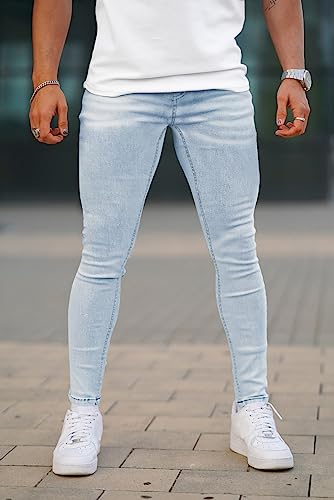 GINGTTO Men's Skinny Stretch Jeans Slim Fit (32, Black)