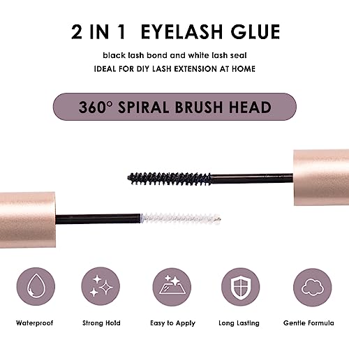 Lash Extension Kit 72 Cluster Individual Lashes Natural with Lash Bond and Seal Super Hold Eyelash Tweezers Lash Glue Remover Easy to Remove Lash Clusters Kit DIY at Home 10-16mm C/D Curl - OP01