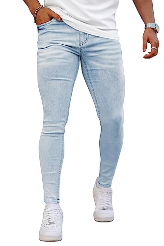 GINGTTO Men's Skinny Stretch Jeans Slim Fit (32, Black)