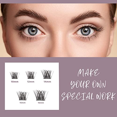 Lash Extension Kit 72 Cluster Individual Lashes Natural with Lash Bond and Seal Super Hold Eyelash Tweezers Lash Glue Remover Easy to Remove Lash Clusters Kit DIY at Home 10-16mm C/D Curl - OP01