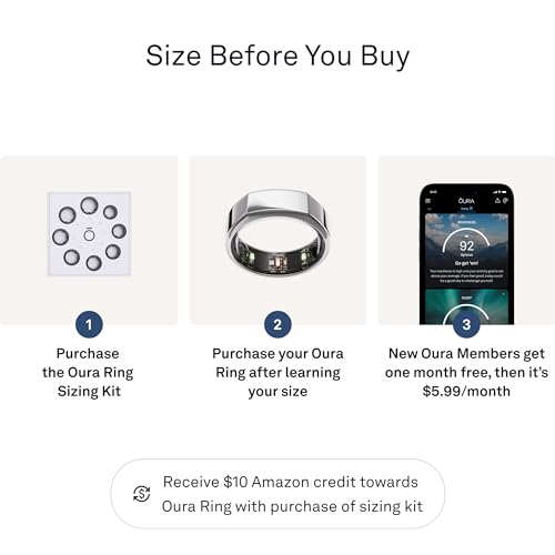 OURA SILVER RING GEN3 HORIZON HEART RATE- FITNESS TRACKER- 5-7 DAY BATTERY LIFE