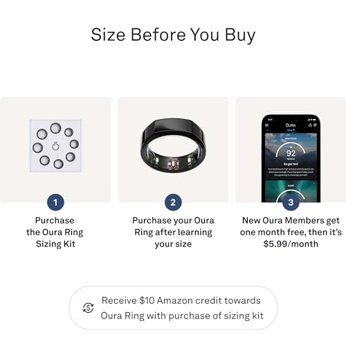 OURA SILVER RING GEN3 HORIZON HEART RATE- FITNESS TRACKER- 5-7 DAY BATTERY LIFE