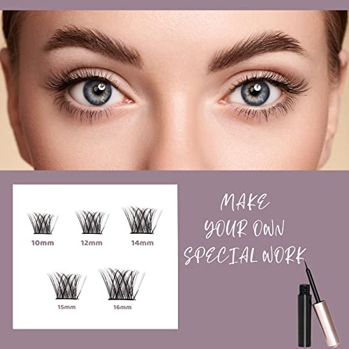 Lash Extension Kit 72 Cluster Individual Lashes Natural with Lash Bond and Seal Super Hold Eyelash Tweezers Lash Glue Remover Easy to Remove Lash Clusters Kit DIY at Home 10-16mm C/D Curl - OP01