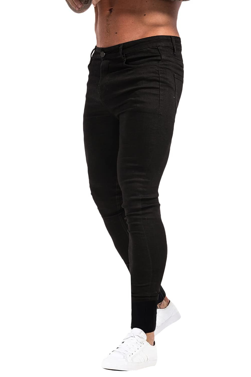 GINGTTO Men's Skinny Stretch Jeans Slim Fit (32, Black)