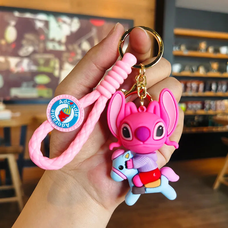 Disney Stitch Keychain 5-Pack - Cute Lilo & Stitch Keyrings, Durable Anime Keychains for Women Men Kids, Multi-Color Gift Set