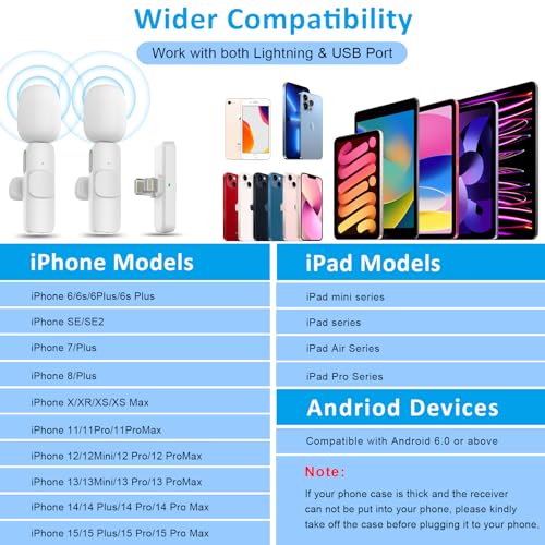 MAYBESTA Professional Wireless Lavalier Lapel Microphone for iPhone, iPad - Cordless Omnidirectional Condenser Recording Mic for Interview Video Podcast Vlog YouTube