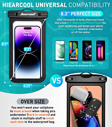 Hiearcool Waterproof Phone Pouch, Waterproof Phone Case for iPhone 15 14 13 12 Pro Max, IPX8 Cellphone Dry Bag Beach Cruise Ship Essentials 2Pack-8.3"