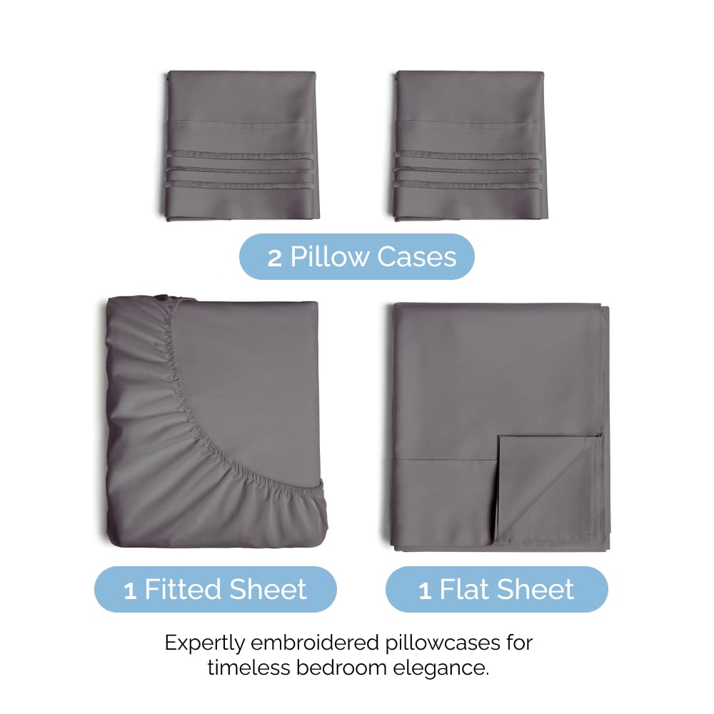 Queen Size 4 Piece Sheet Set - Comfy Breathable & Cooling Sheets - Hotel Luxury Bed Sheets for Women & Men - Deep Pockets, Easy-Fit, Extra Soft & Wrinkle Free Sheets - White Oeko-Tex Bed Sheet Set