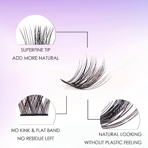 Lash Extension Kit 72 Cluster Individual Lashes Natural with Lash Bond and Seal Super Hold Eyelash Tweezers Lash Glue Remover Easy to Remove Lash Clusters Kit DIY at Home 10-16mm C/D Curl - OP01
