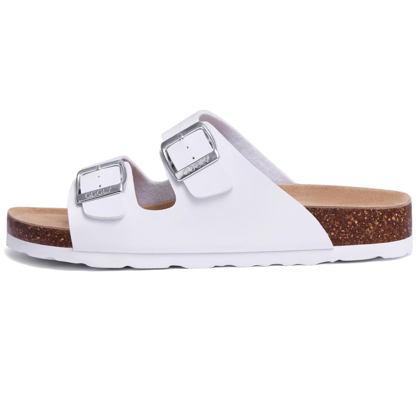 ODOLY Women's Cork Footbed Slide Sandal, Arch Support Summer Outdoor Sandals with Adjustable Buckle, Black US Women Size 10, EU Women Size 41