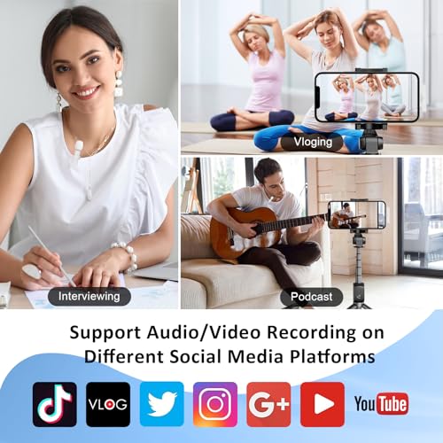 MAYBESTA Professional Wireless Lavalier Lapel Microphone for iPhone, iPad - Cordless Omnidirectional Condenser Recording Mic for Interview Video Podcast Vlog YouTube