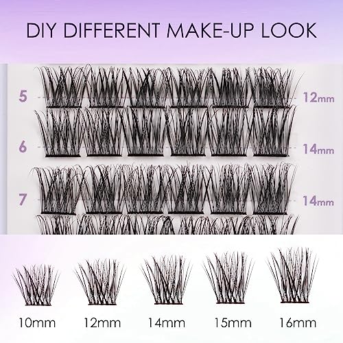 Lash Extension Kit 72 Cluster Individual Lashes Natural with Lash Bond and Seal Super Hold Eyelash Tweezers Lash Glue Remover Easy to Remove Lash Clusters Kit DIY at Home 10-16mm C/D Curl - OP01