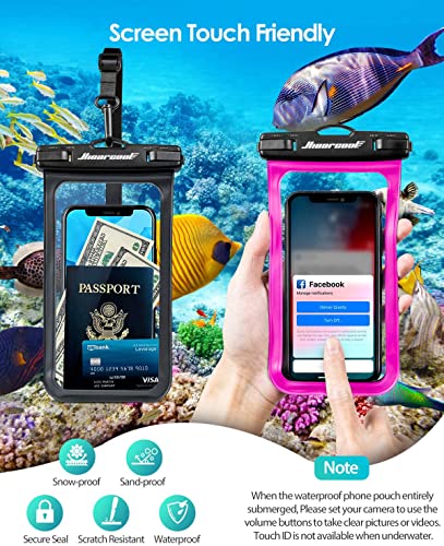 Hiearcool Waterproof Phone Pouch, Waterproof Phone Case for iPhone 15 14 13 12 Pro Max, IPX8 Cellphone Dry Bag Beach Cruise Ship Essentials 2Pack-8.3"