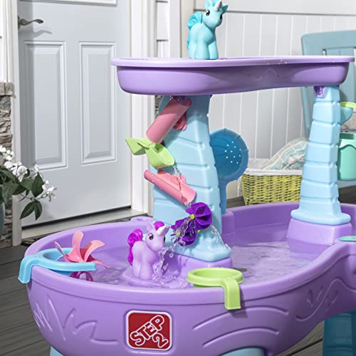 Step2 Rain Showers Splash Pond Toddler Water Table, Kids Water and Sand Activity Sensory Playset, Summer Outdoor Toys, 13 Piece Toy Accessories, For Toddles 1.5+ Years Old