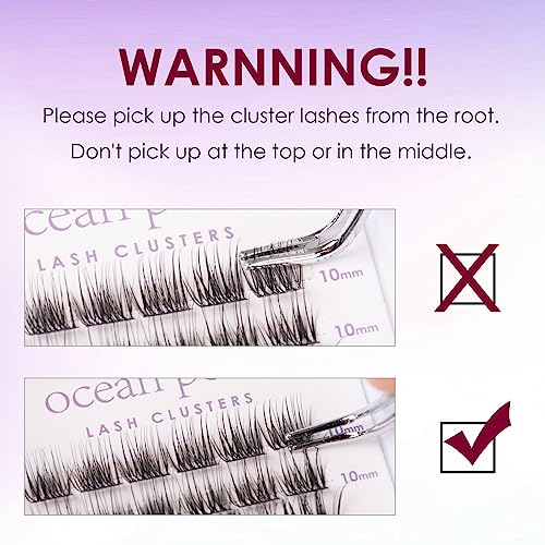 Lash Extension Kit 72 Cluster Individual Lashes Natural with Lash Bond and Seal Super Hold Eyelash Tweezers Lash Glue Remover Easy to Remove Lash Clusters Kit DIY at Home 10-16mm C/D Curl - OP01