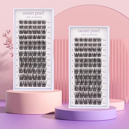 Lash Extension Kit 72 Cluster Individual Lashes Natural with Lash Bond and Seal Super Hold Eyelash Tweezers Lash Glue Remover Easy to Remove Lash Clusters Kit DIY at Home 10-16mm C/D Curl - OP01