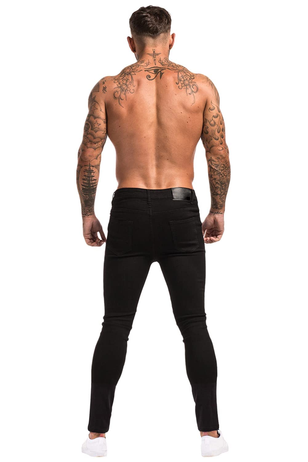 GINGTTO Men's Skinny Stretch Jeans Slim Fit (32, Black)