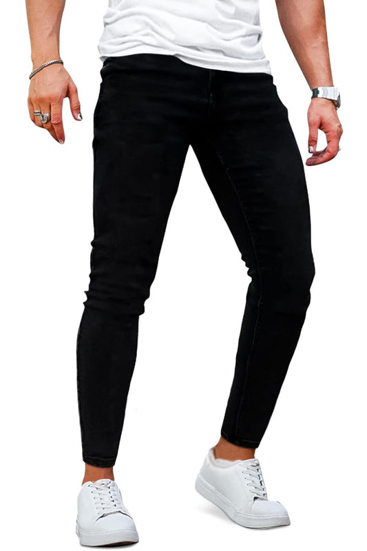 GINGTTO Men's Skinny Stretch Jeans Slim Fit (32, Black)