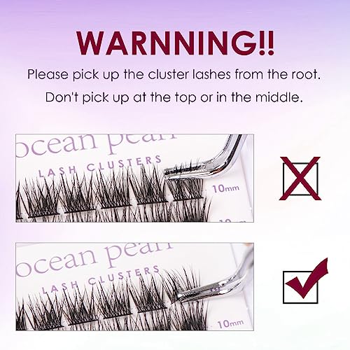 Lash Extension Kit 72 Cluster Individual Lashes Natural with Lash Bond and Seal Super Hold Eyelash Tweezers Lash Glue Remover Easy to Remove Lash Clusters Kit DIY at Home 10-16mm C/D Curl - OP01