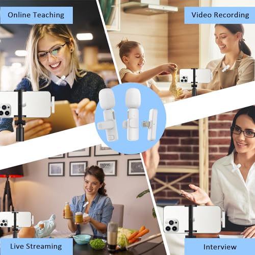 MAYBESTA Professional Wireless Lavalier Lapel Microphone for iPhone, iPad - Cordless Omnidirectional Condenser Recording Mic for Interview Video Podcast Vlog YouTube