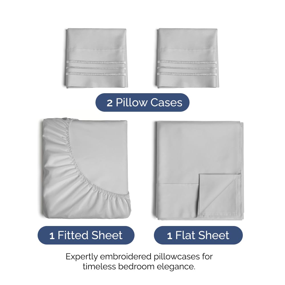 Queen Size 4 Piece Sheet Set - Comfy Breathable & Cooling Sheets - Hotel Luxury Bed Sheets for Women & Men - Deep Pockets, Easy-Fit, Extra Soft & Wrinkle Free Sheets - White Oeko-Tex Bed Sheet Set