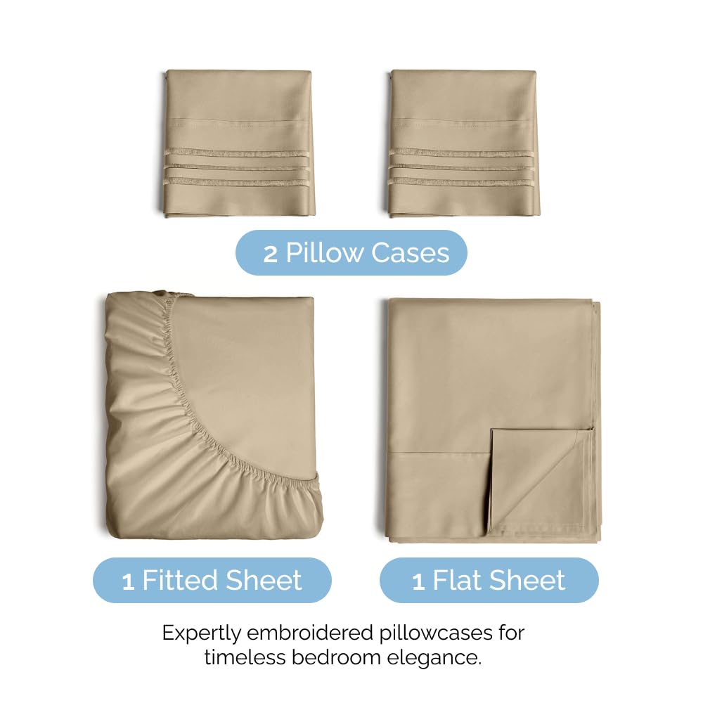 Queen Size 4 Piece Sheet Set - Comfy Breathable & Cooling Sheets - Hotel Luxury Bed Sheets for Women & Men - Deep Pockets, Easy-Fit, Extra Soft & Wrinkle Free Sheets - White Oeko-Tex Bed Sheet Set
