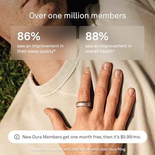 OURA SILVER RING GEN3 HORIZON HEART RATE- FITNESS TRACKER- 5-7 DAY BATTERY LIFE