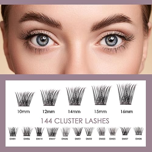 Lash Extension Kit 72 Cluster Individual Lashes Natural with Lash Bond and Seal Super Hold Eyelash Tweezers Lash Glue Remover Easy to Remove Lash Clusters Kit DIY at Home 10-16mm C/D Curl - OP01