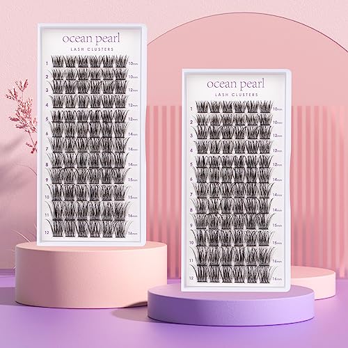 Lash Extension Kit 72 Cluster Individual Lashes Natural with Lash Bond and Seal Super Hold Eyelash Tweezers Lash Glue Remover Easy to Remove Lash Clusters Kit DIY at Home 10-16mm C/D Curl - OP01