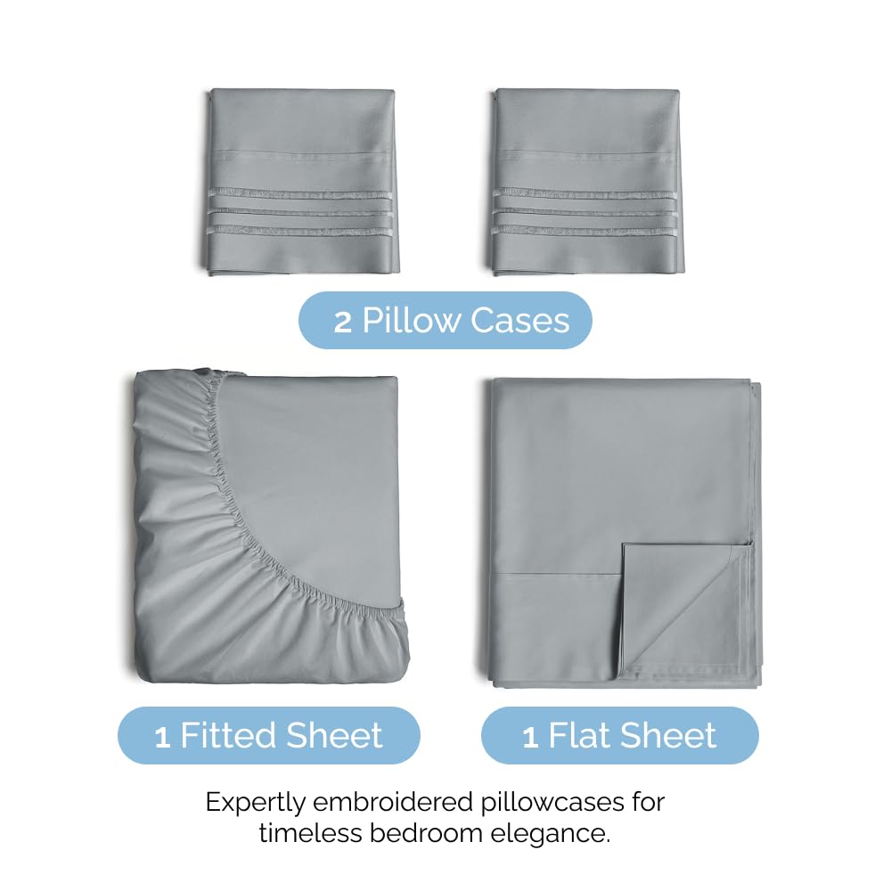 Queen Size 4 Piece Sheet Set - Comfy Breathable & Cooling Sheets - Hotel Luxury Bed Sheets for Women & Men - Deep Pockets, Easy-Fit, Extra Soft & Wrinkle Free Sheets - White Oeko-Tex Bed Sheet Set