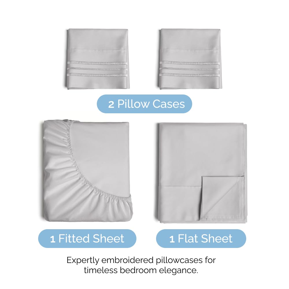 Queen Size 4 Piece Sheet Set - Comfy Breathable & Cooling Sheets - Hotel Luxury Bed Sheets for Women & Men - Deep Pockets, Easy-Fit, Extra Soft & Wrinkle Free Sheets - White Oeko-Tex Bed Sheet Set