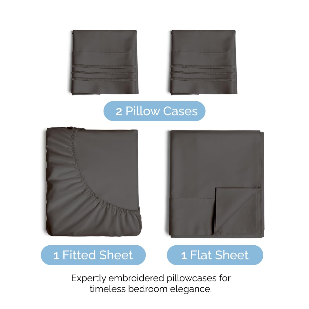 Queen Size 4 Piece Sheet Set - Comfy Breathable & Cooling Sheets - Hotel Luxury Bed Sheets for Women & Men - Deep Pockets, Easy-Fit, Extra Soft & Wrinkle Free Sheets - White Oeko-Tex Bed Sheet Set