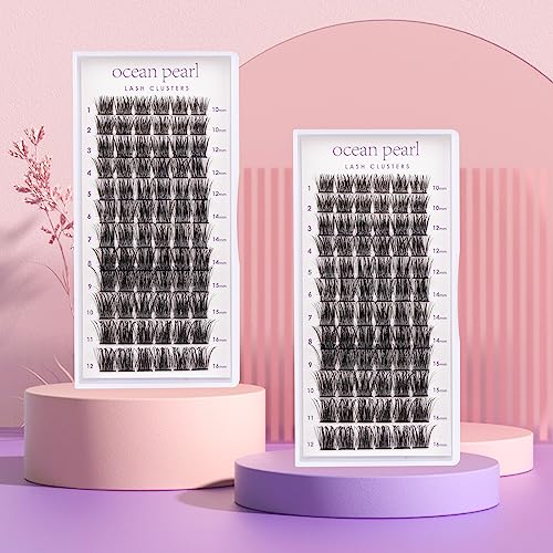 Lash Extension Kit 72 Cluster Individual Lashes Natural with Lash Bond and Seal Super Hold Eyelash Tweezers Lash Glue Remover Easy to Remove Lash Clusters Kit DIY at Home 10-16mm C/D Curl - OP01
