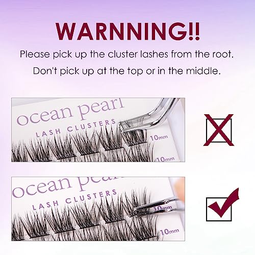 Lash Extension Kit 72 Cluster Individual Lashes Natural with Lash Bond and Seal Super Hold Eyelash Tweezers Lash Glue Remover Easy to Remove Lash Clusters Kit DIY at Home 10-16mm C/D Curl - OP01