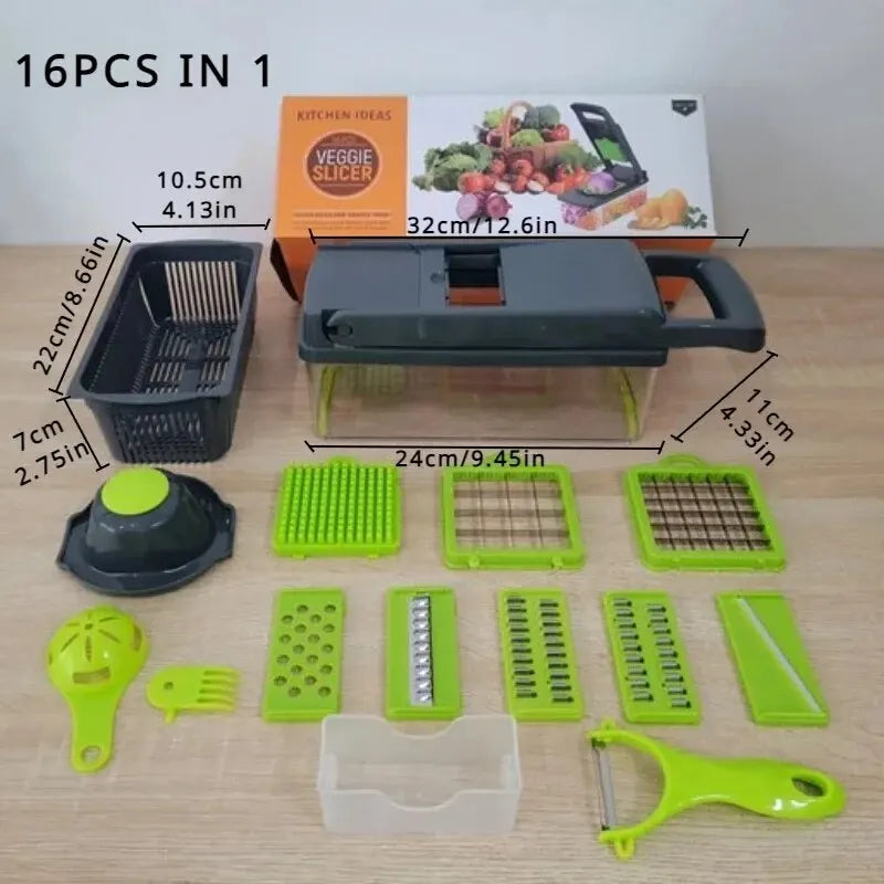 14/16 in 1 Multifunctional Vegetable Chopper Grate Food Handle Food Chopper Vegetable Slicer Dicer Cut Kitchen Items cocina