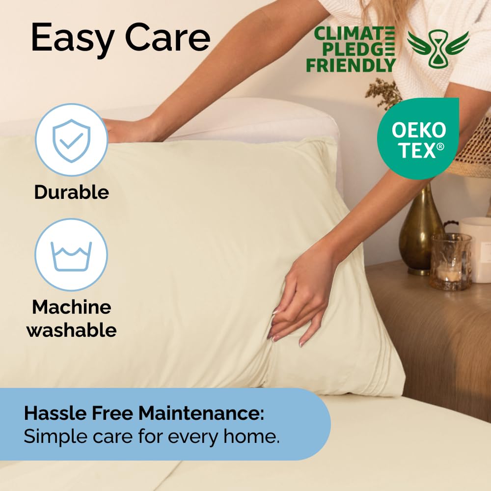 Queen Size 4 Piece Sheet Set - Comfy Breathable & Cooling Sheets - Hotel Luxury Bed Sheets for Women & Men - Deep Pockets, Easy-Fit, Extra Soft & Wrinkle Free Sheets - White Oeko-Tex Bed Sheet Set
