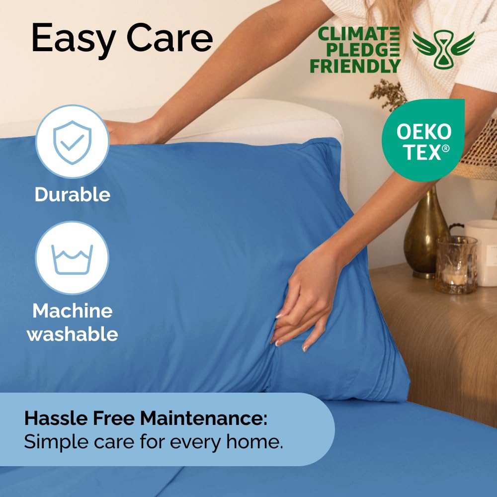 Queen Size 4 Piece Sheet Set - Comfy Breathable & Cooling Sheets - Hotel Luxury Bed Sheets for Women & Men - Deep Pockets, Easy-Fit, Extra Soft & Wrinkle Free Sheets - White Oeko-Tex Bed Sheet Set