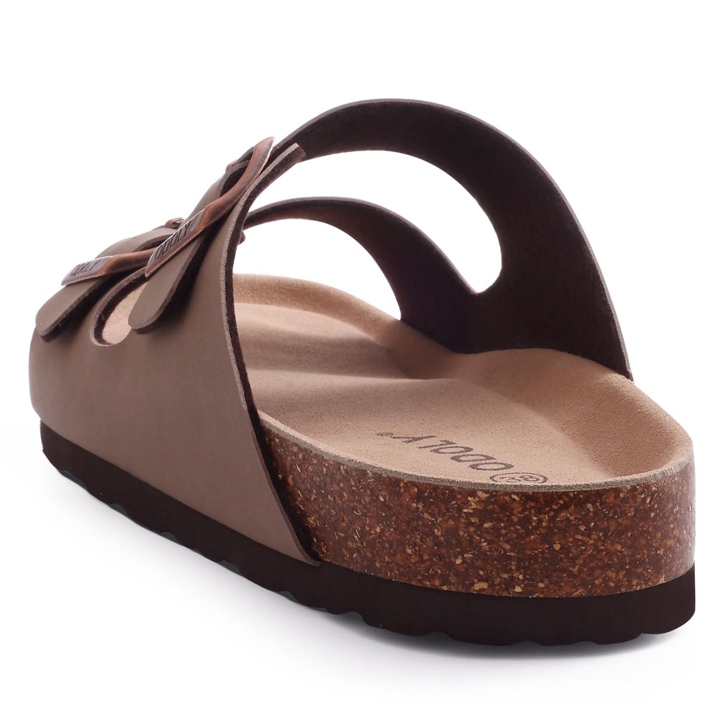 ODOLY Women's Cork Footbed Slide Sandal, Arch Support Summer Outdoor Sandals with Adjustable Buckle, Black US Women Size 10, EU Women Size 41