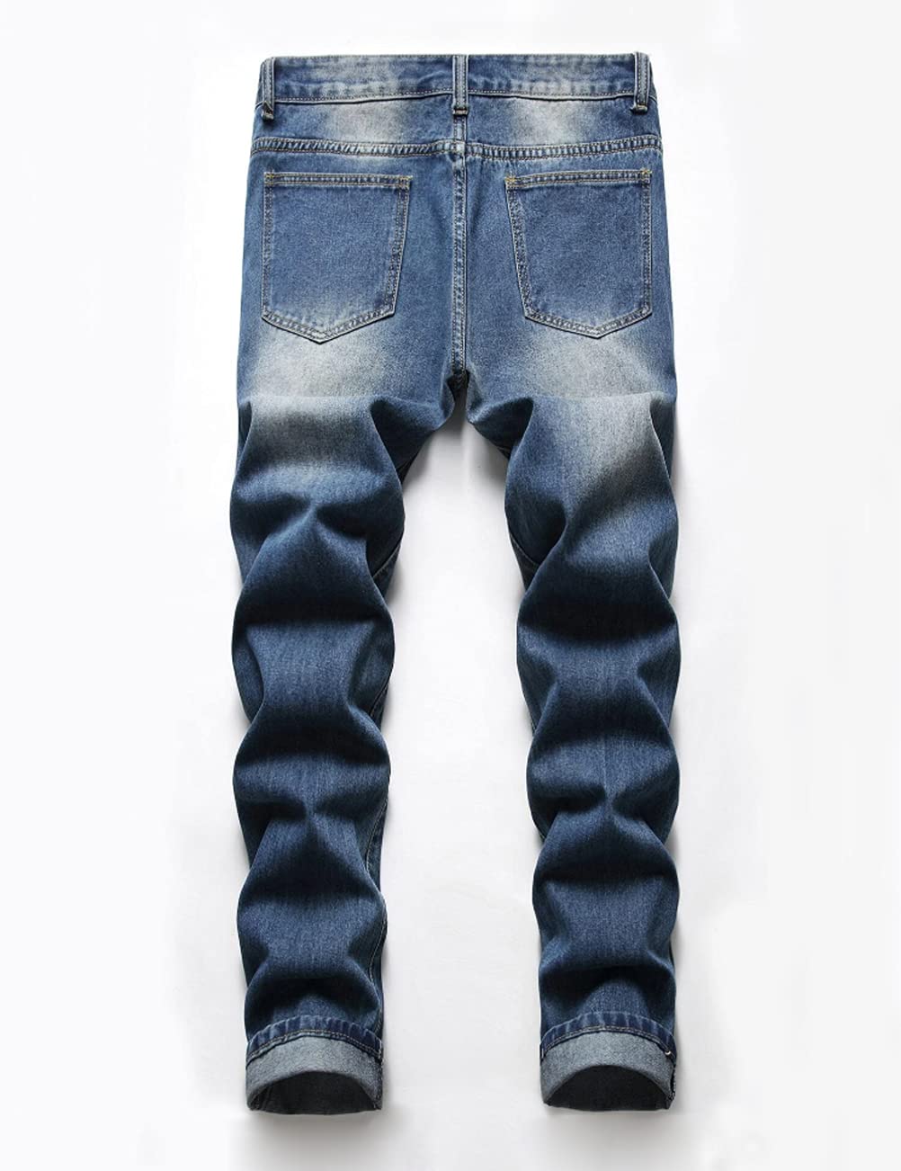 HUNGSON Men's Slim Fit Stretch Jeans Ripped Skinny Jeans for Men, Distressed Straight Leg Fashion Comfort Flex Waist Pants